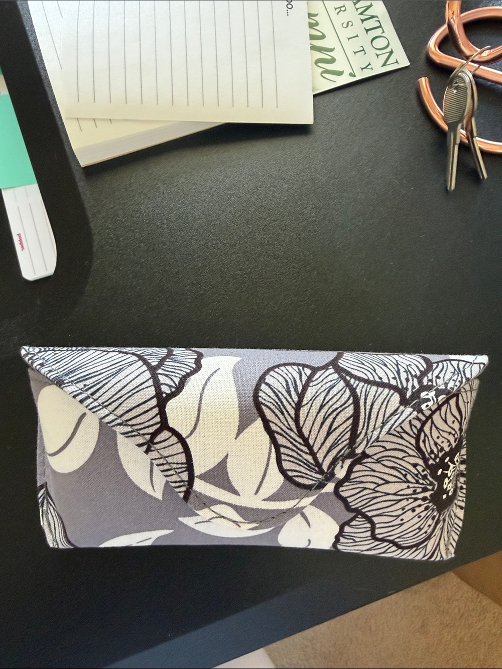Vera Bradley Gray & White Floral Sunglasses Case